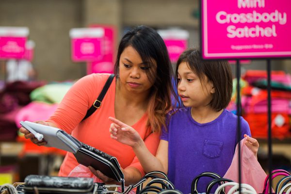 Mother and daughter shopping at the Vera Bradley Annual Outlet Sale in Fort Wayne, Indiana