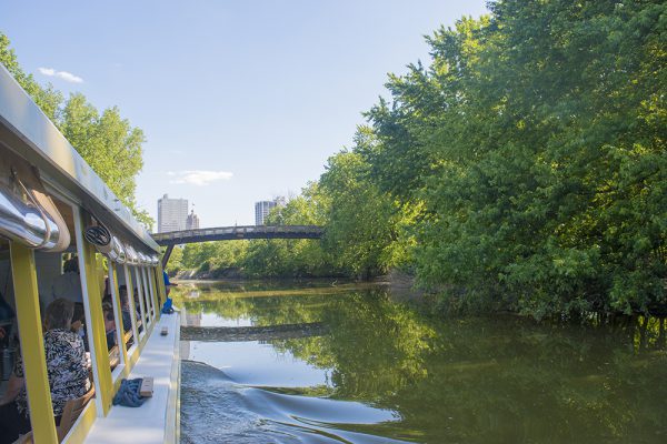 Downtown Fort Wayne Skyline from 19th Century Canal Boat