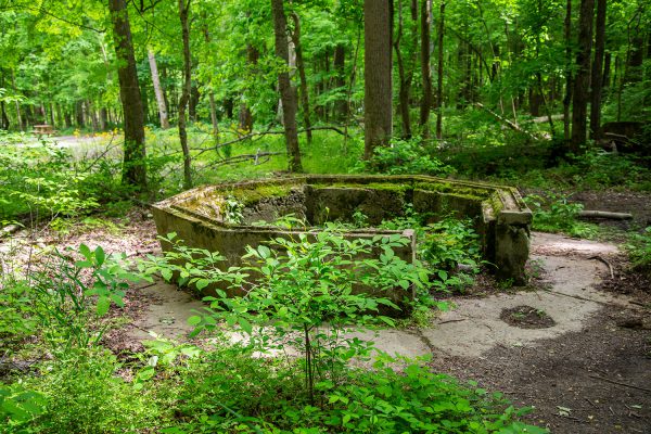 Rose Island is an abandoned theme park at Charlestown State Park