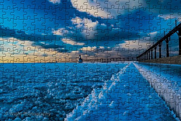 Michigan City East Light, Winter Indiana Jigsaw Puzzles