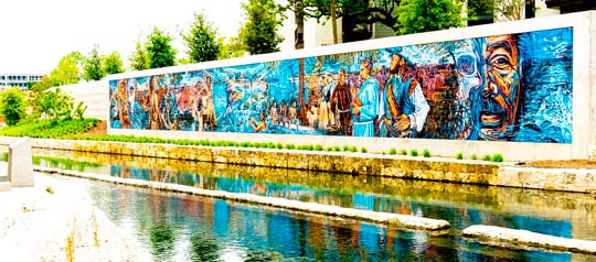 Mural on Wall at San Pedro Creek Culture Park.
