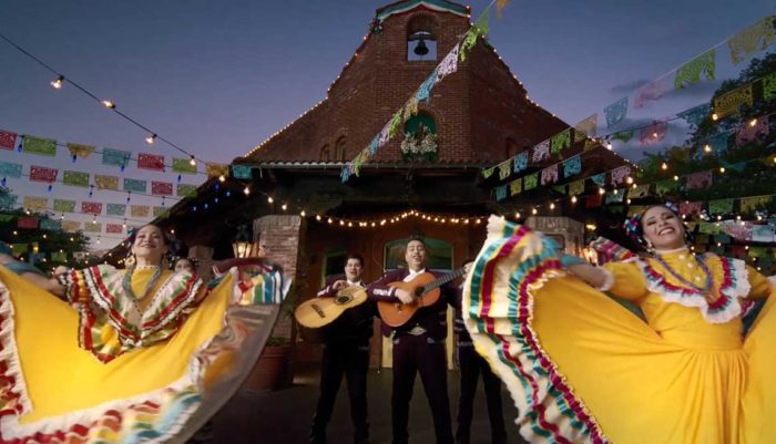 Flamenco dancers in front of mariachis.