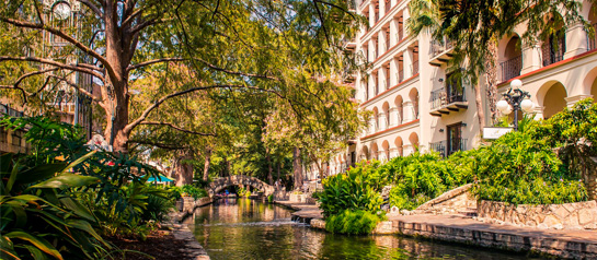 River stream in front of Omni Hotel