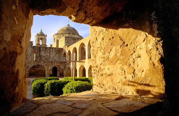 D3AW68 Church at Mission San Jose y San Miguel de Aguayo [San Antonio Missions Historical Park] Texas