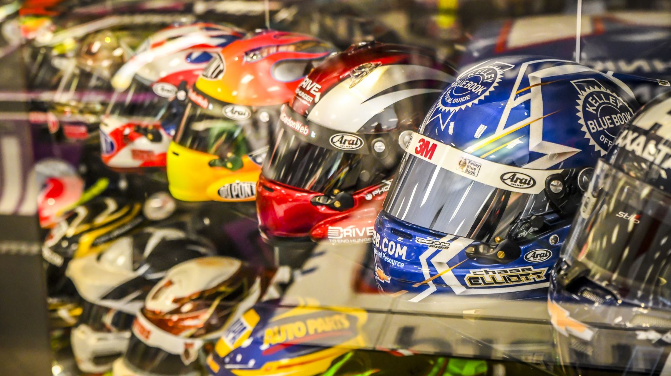 helmets on display