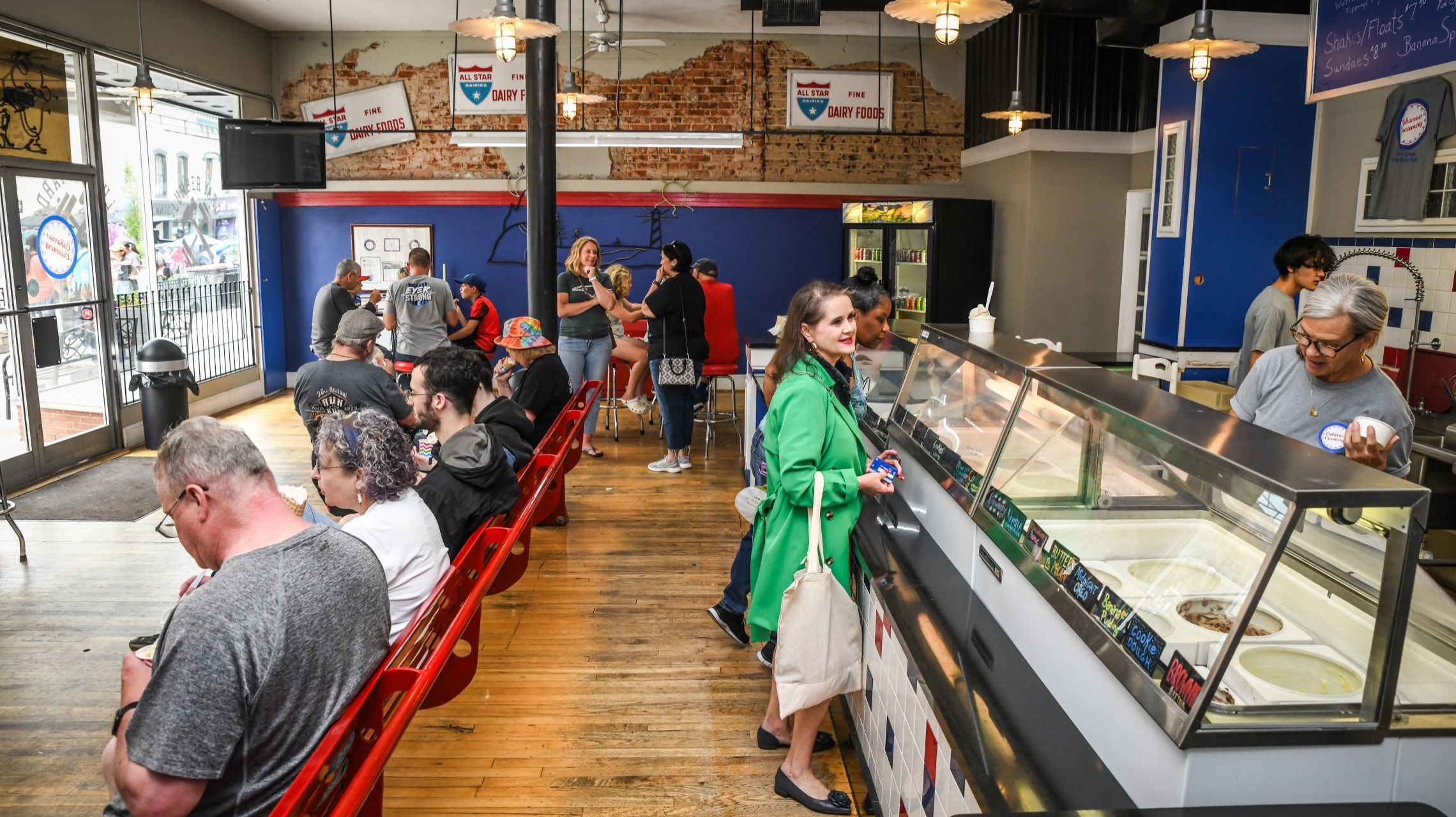 customers at ice cream counter