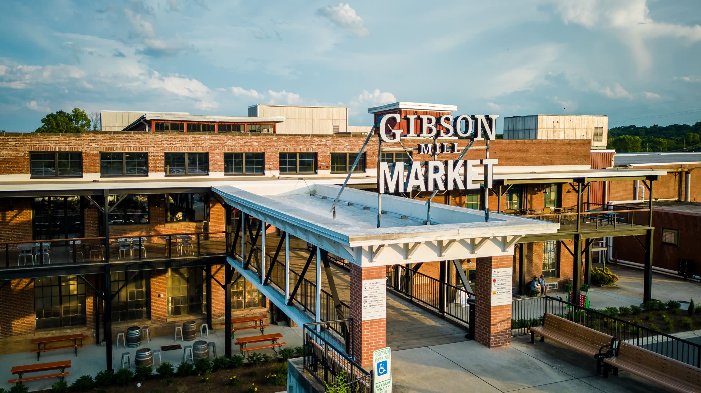 aerial shot of food hall entrance