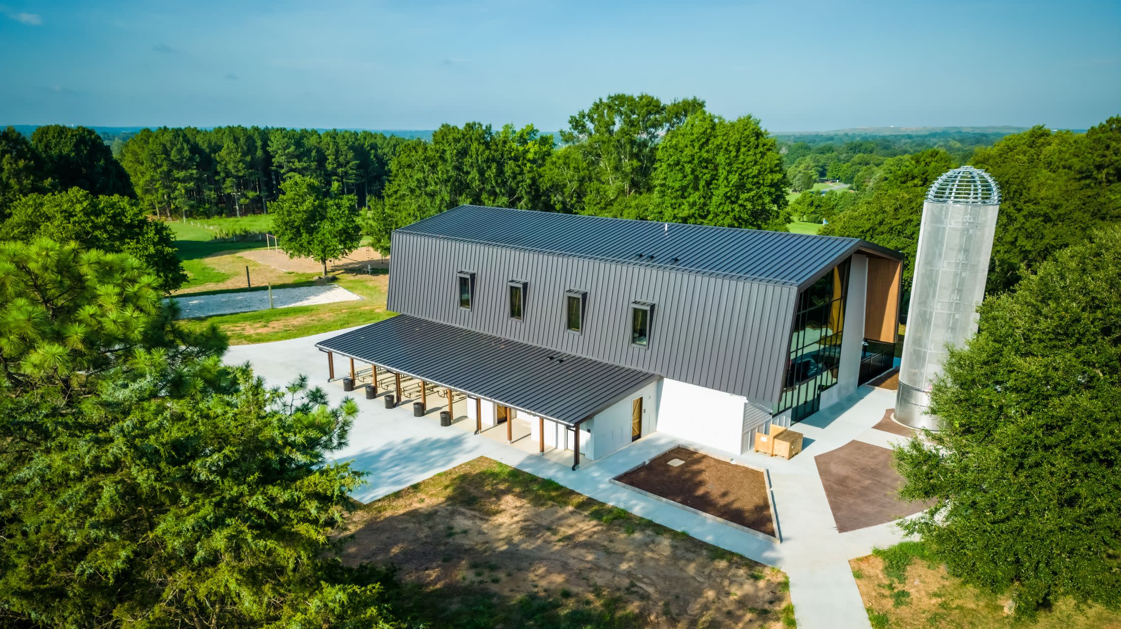 Ariel view of barn