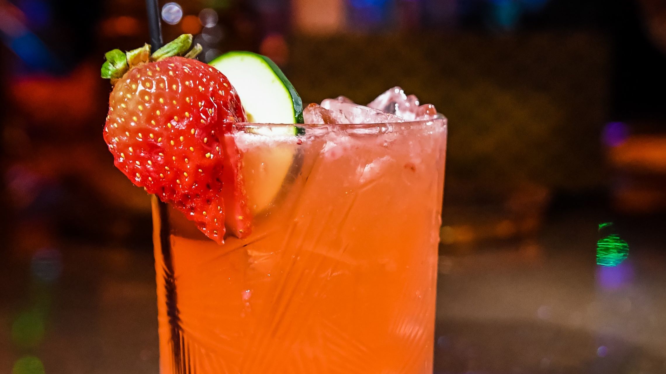 cocktail with strawberry and cucumber