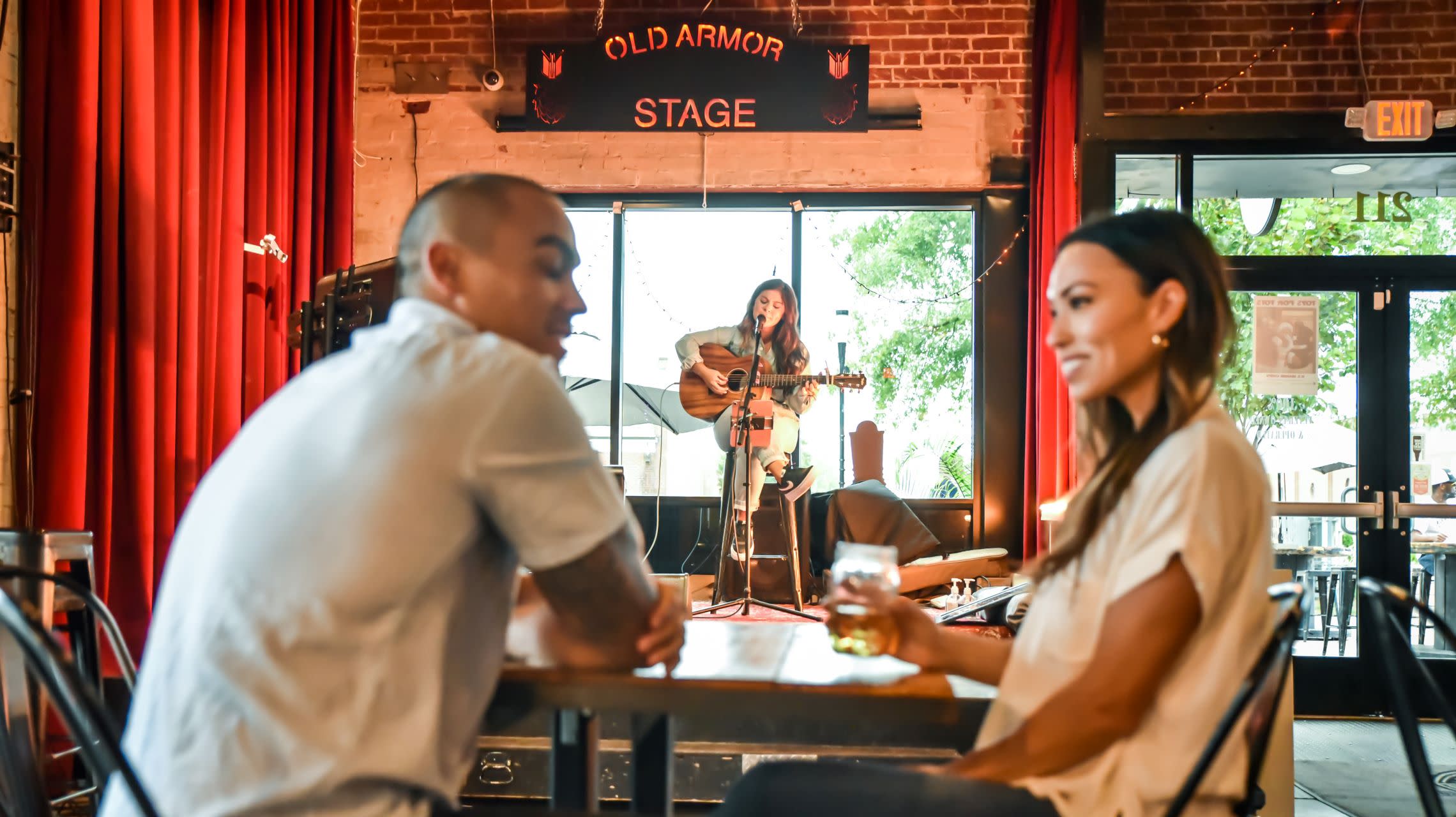 couple listening to live music