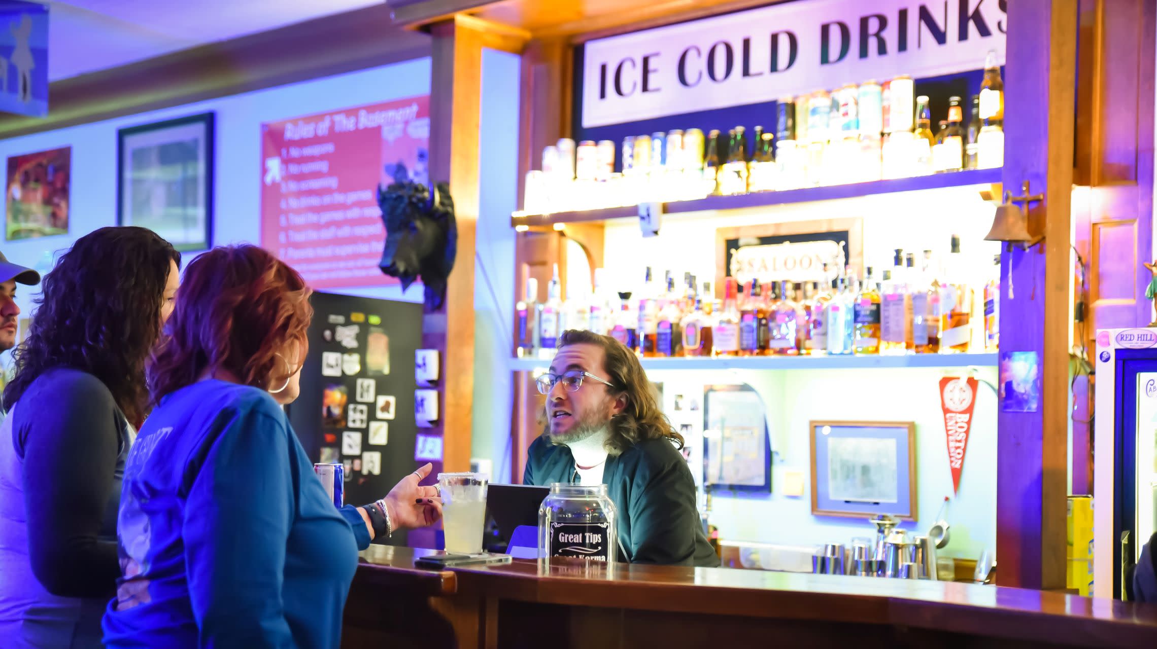 bartender serving customers