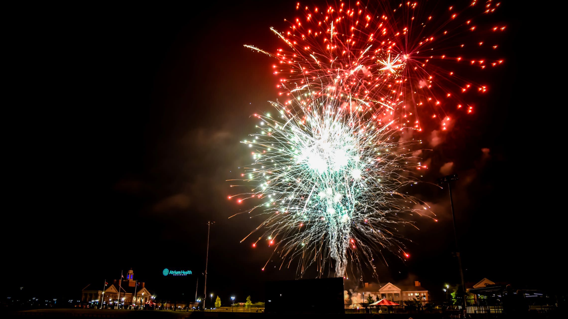 fireworks over ballfield