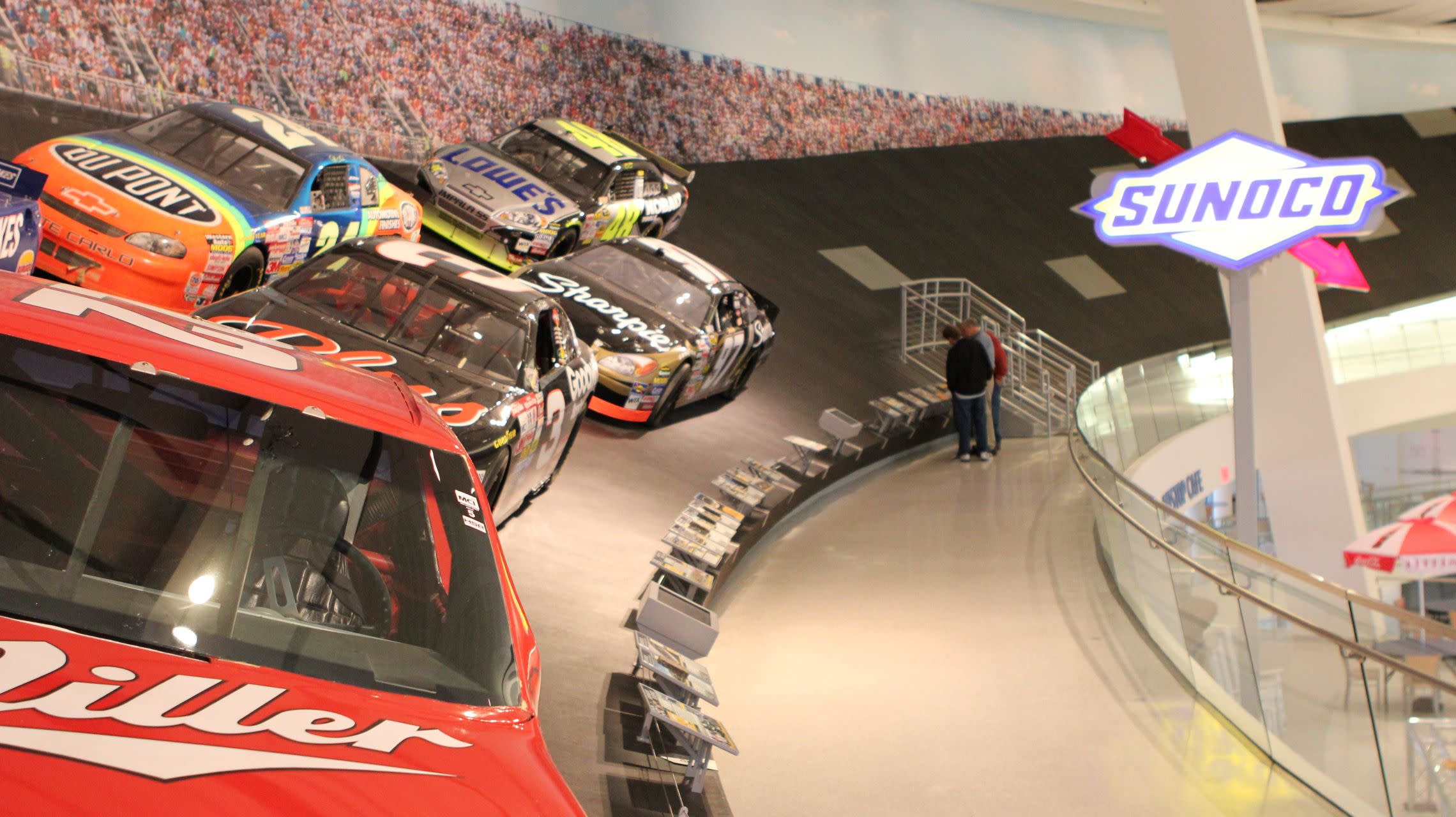 race cars on display