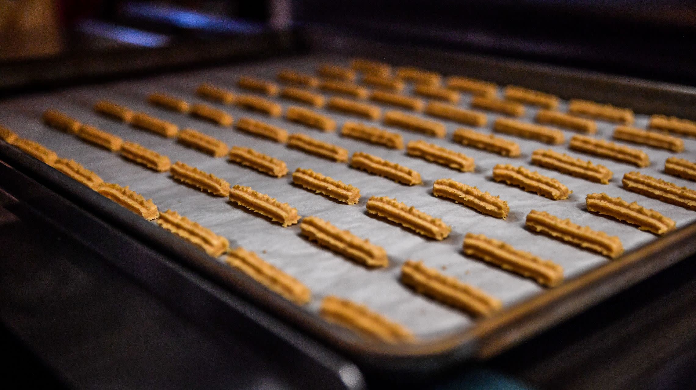 cheese strays on baking tray