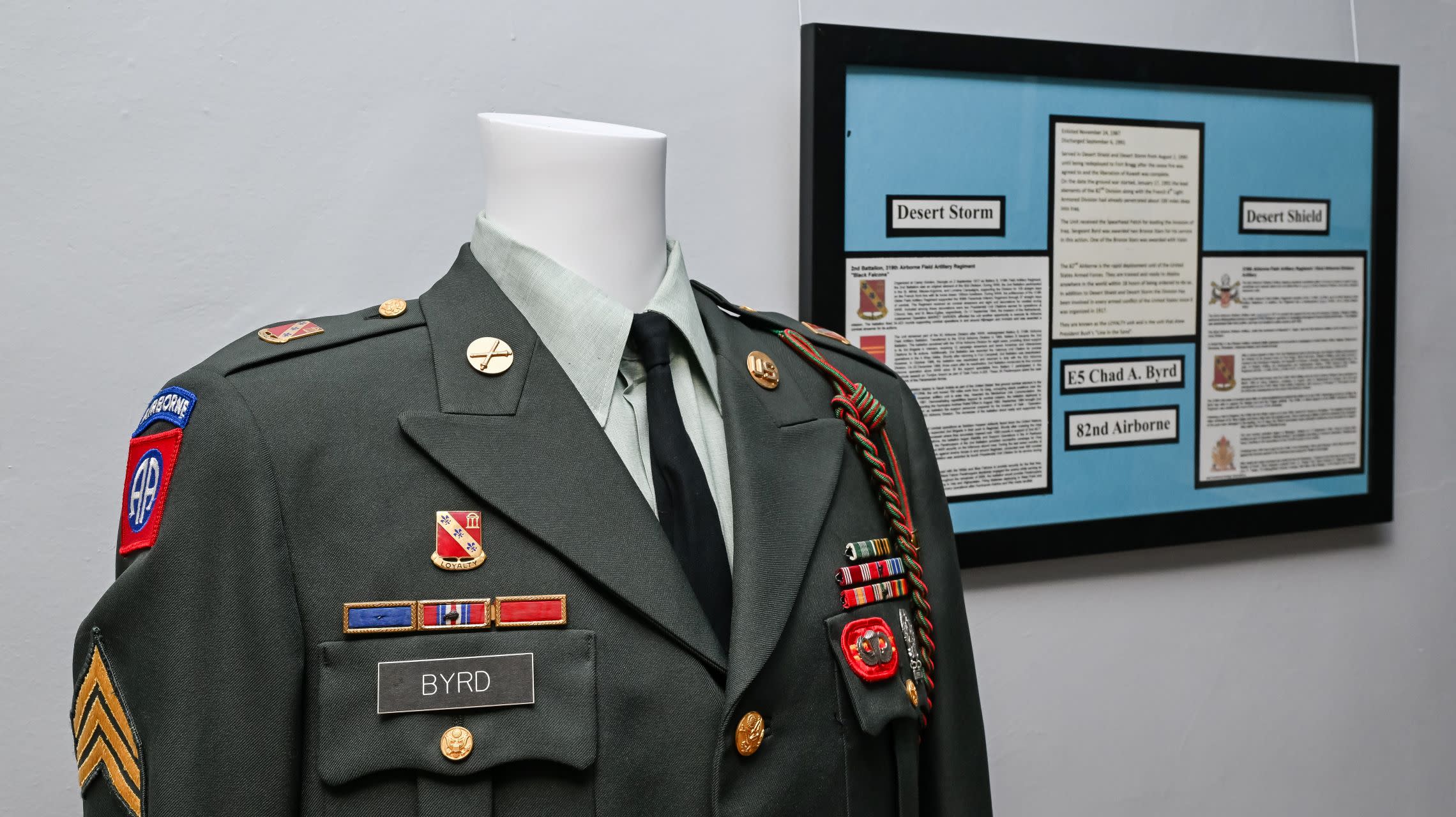 military uniform on display inside museum