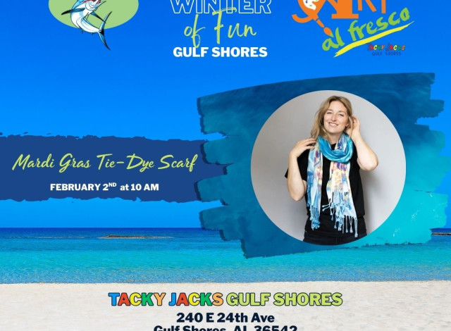 Art al Fresco Tie-Dye Mardi Gras Scarf