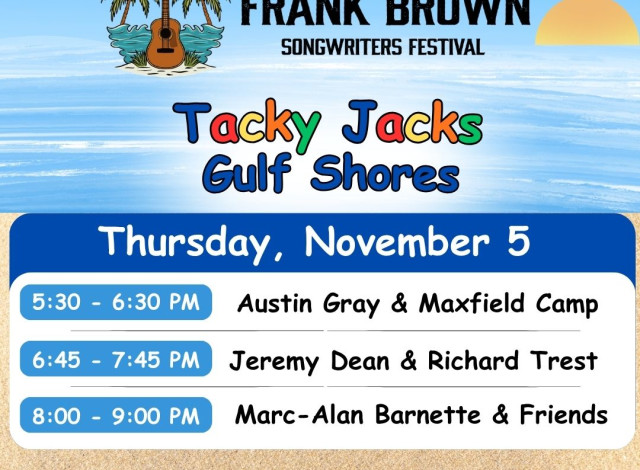 Frank Brown Songwriter's Festival @ Tacky Jacks Gulf Shores