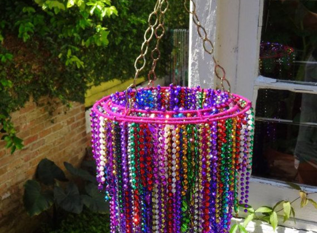 Art al Fresco: Mardi Gras Hanging Plant Basket or Chandelier