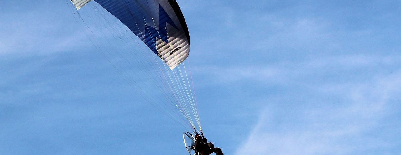 a person paragliding