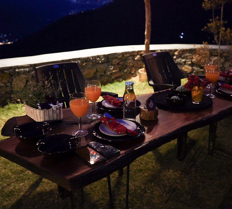 outdoor dinner at our Restaurant in Rishikesh