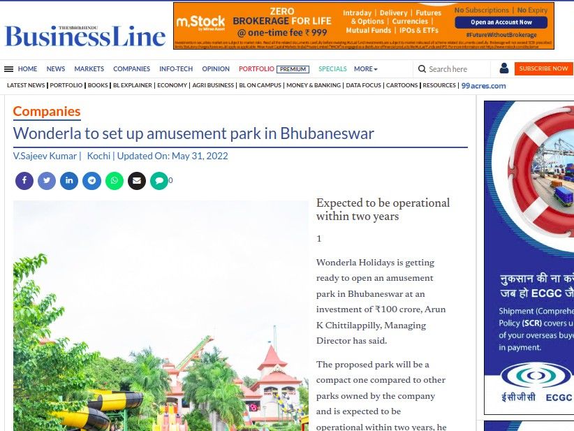 The Hindu Bussiness Line press article