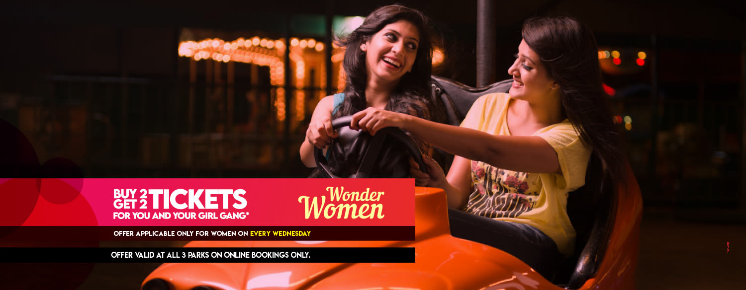 Women playing in Crazy Car ride at Wonderla