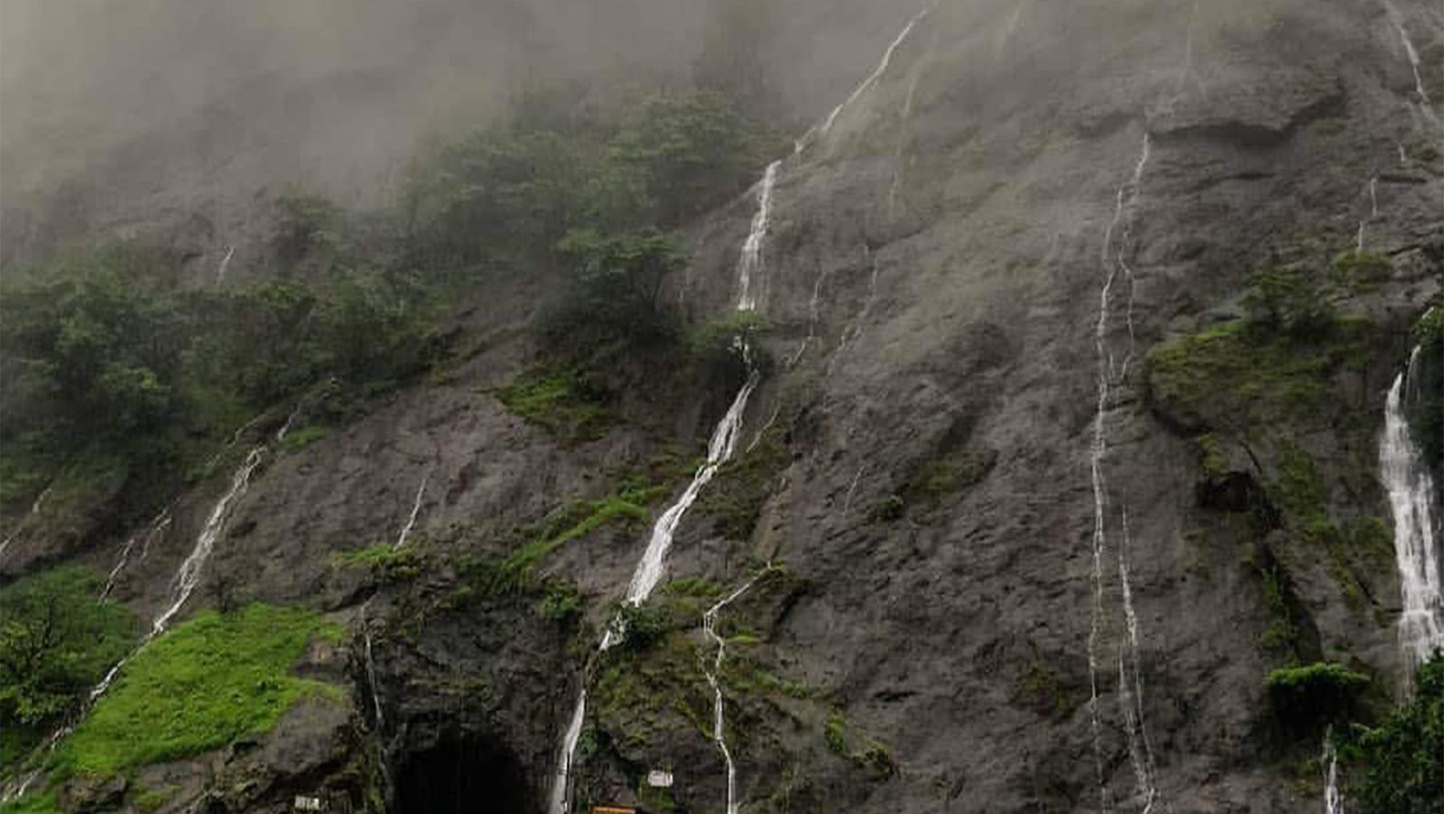 View of dudhsagar falls during rainy season