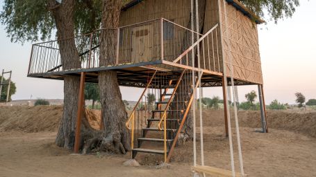 A view of the tree house accommodation - Karwaan Jaisalmer