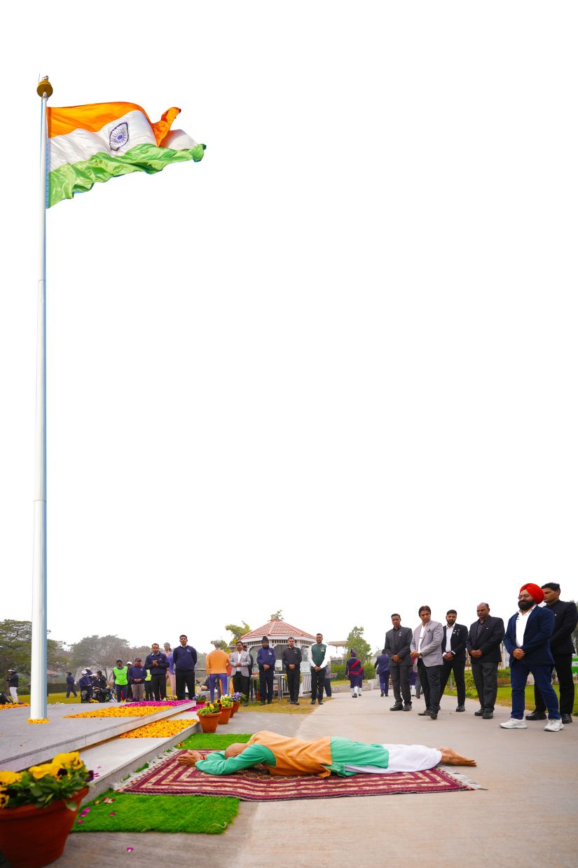 An Indian flag being hoisted during daytime