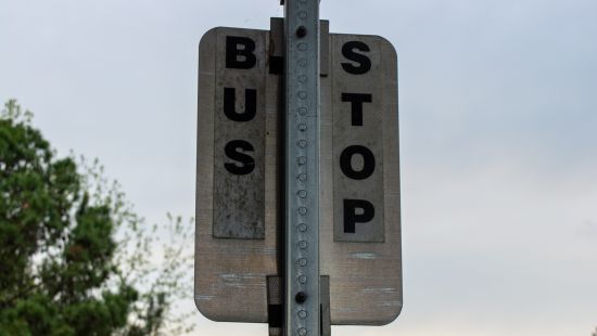 a bus stop sign - Little Mastiff Dharamshala