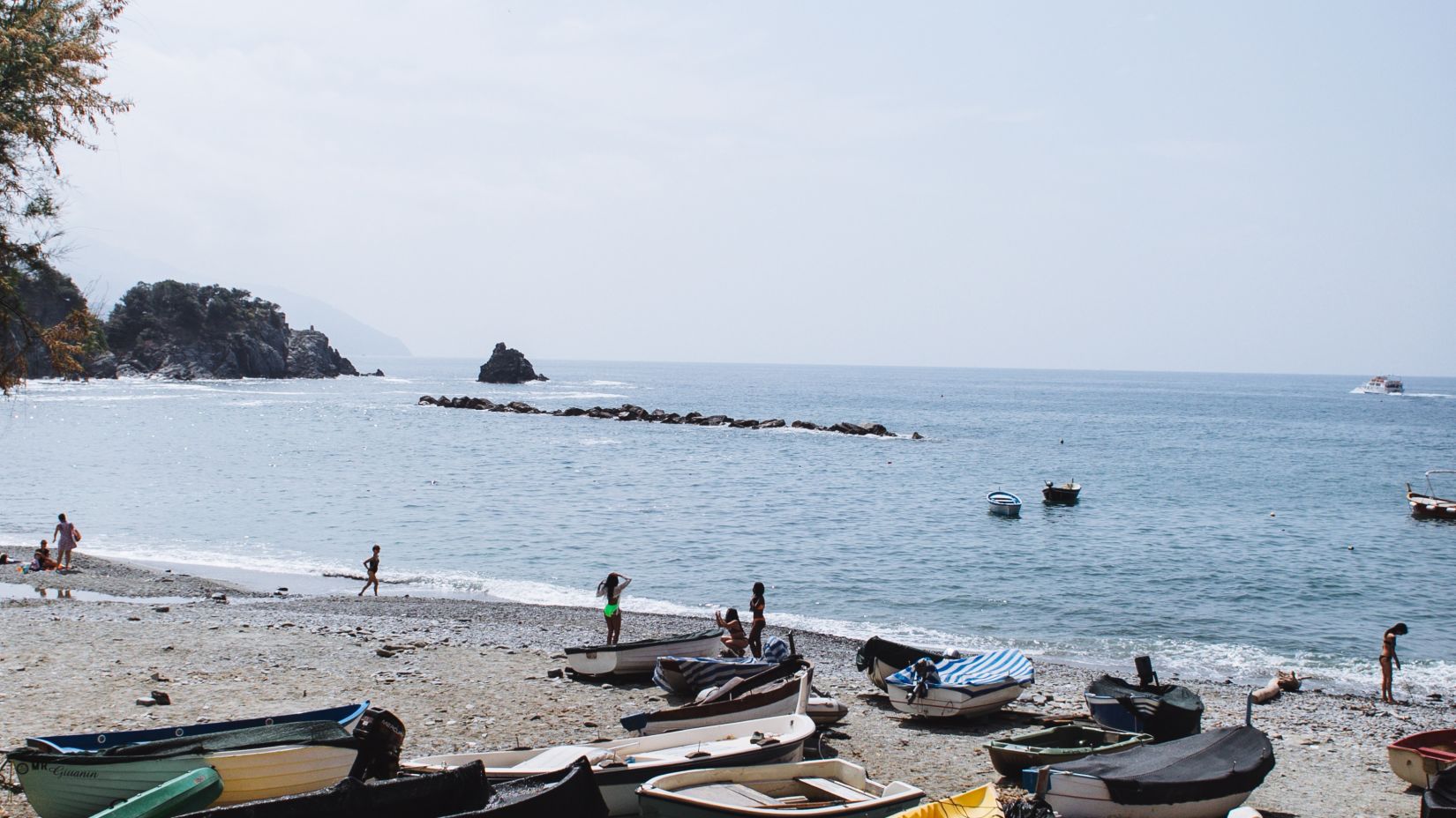 Colourful boats kept on a beach