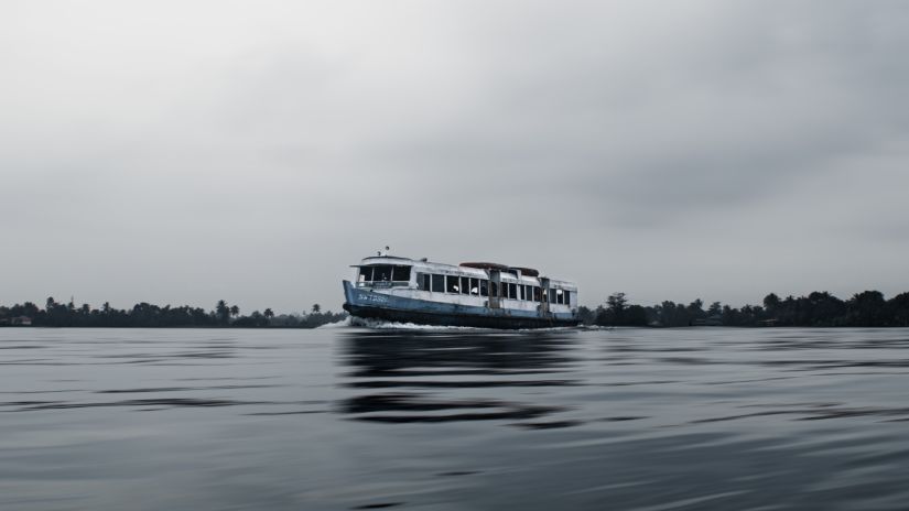 A luxury boat in vembanad lake cruising