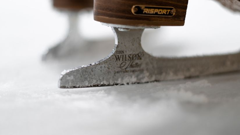 Ice skating blades placed on ice