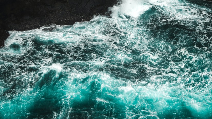 bio luminescent  algae illuminating sea waves