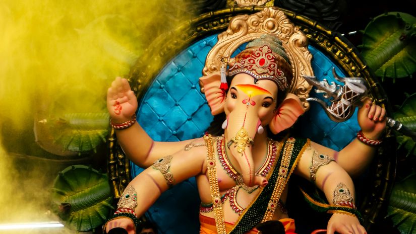 Ganesh Chaturthi being celebrated with Ganesha Idol