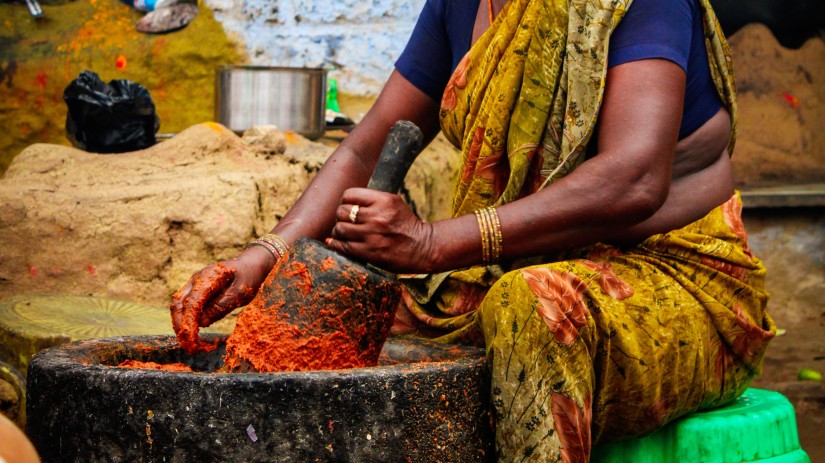 Preparing a traditional dish in Gujarat 