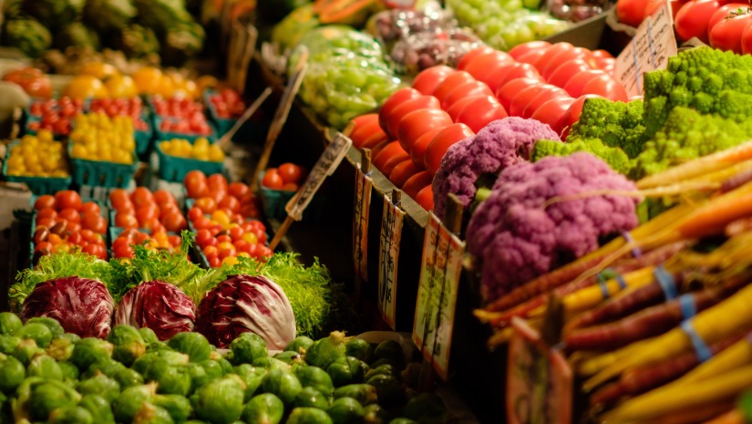 fresh vegetables in a market