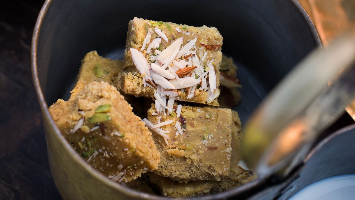 Gram Flour Sweets in a Container