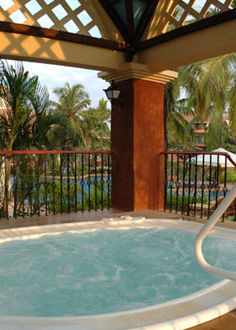 an overview of the Jacuzzi inside a gazebo at Caravela Beach resort