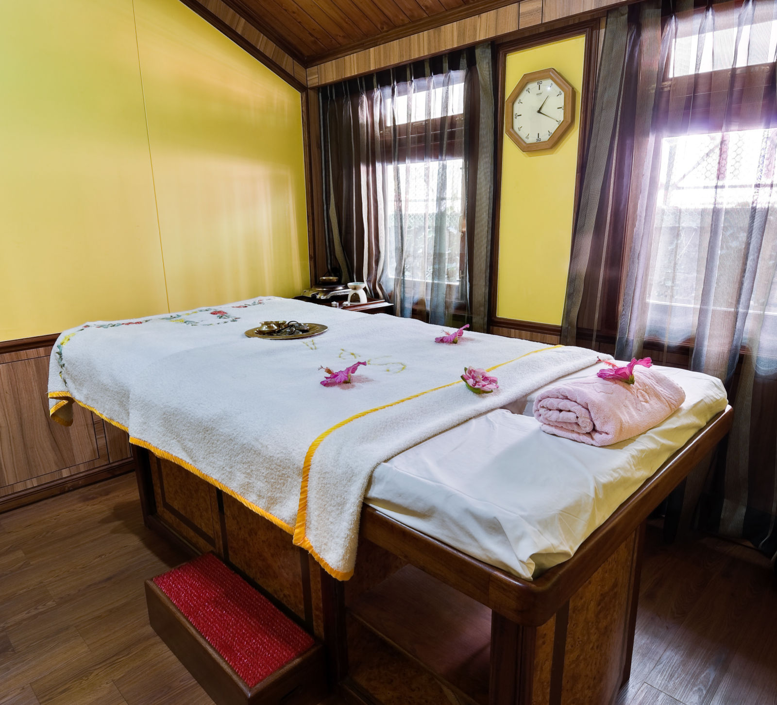 a treatment bed at the spa - Mayfair Hill Resort, Darjeeling 