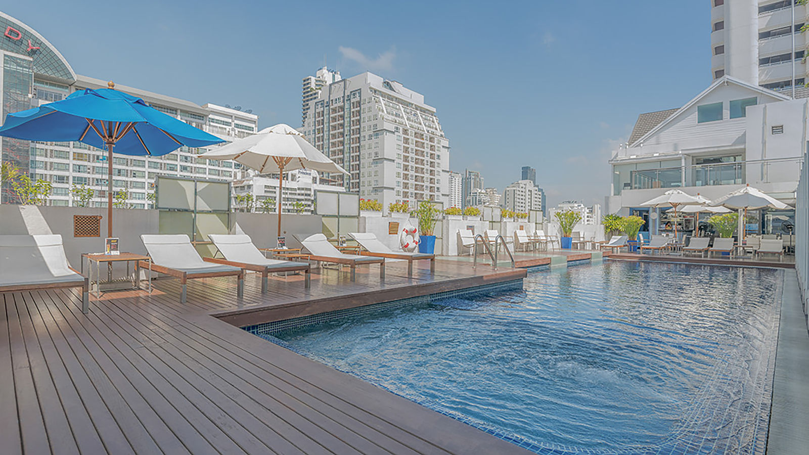 the rooftop swimming pool area during daytime - Night Hotel Bangkok - Bachelorette Hotel Bangkok