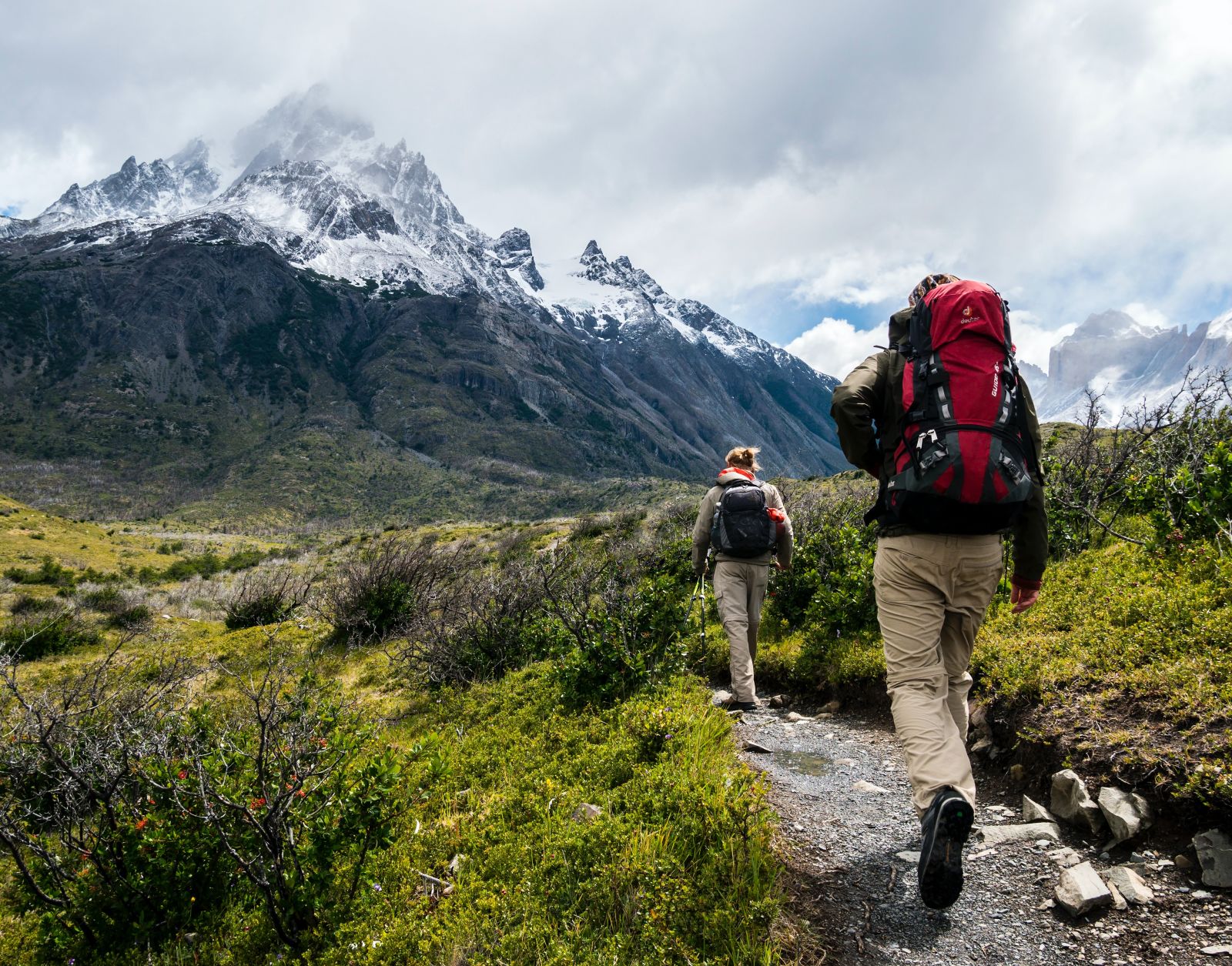 two people on a trek