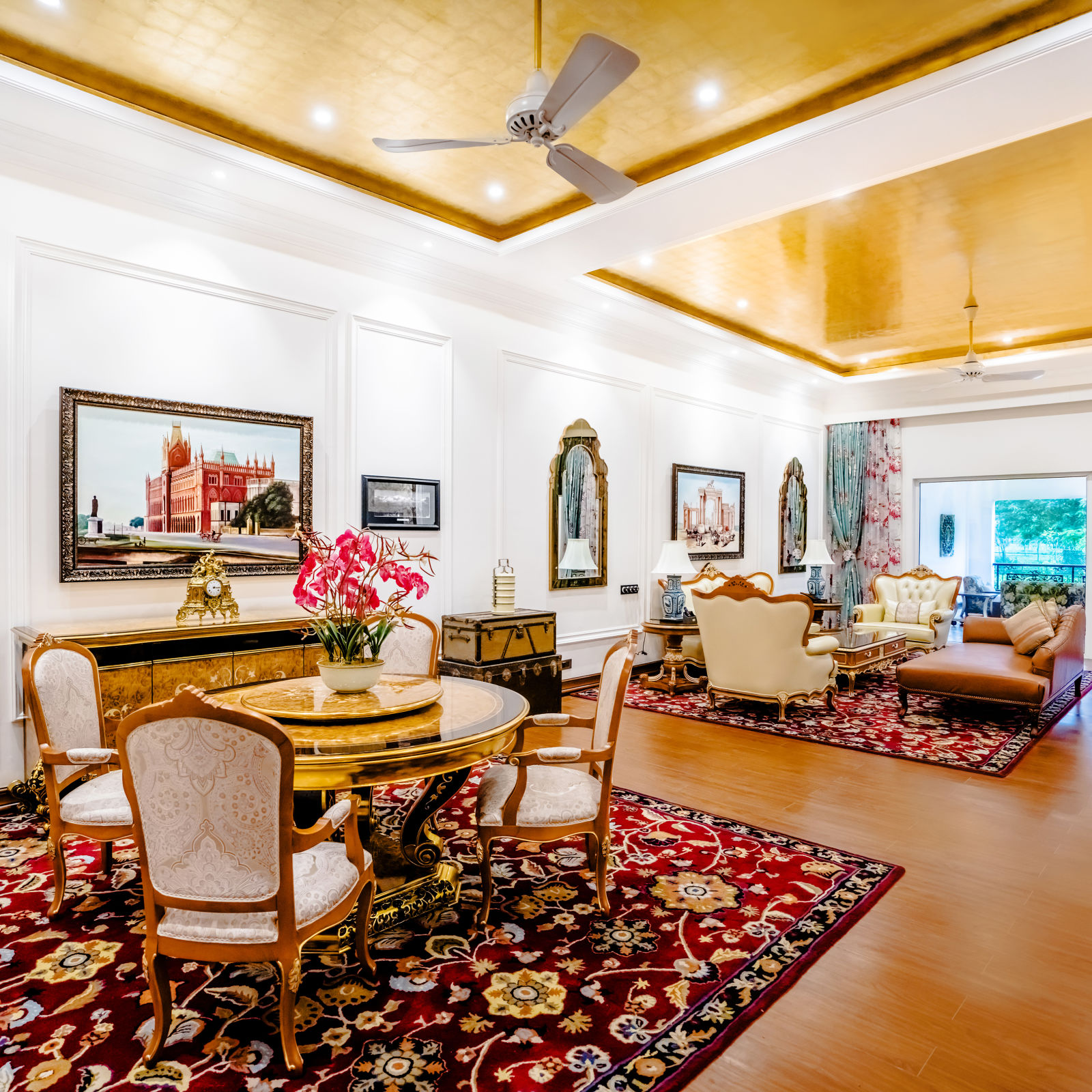 a sofa set and a dining table in the living room - Mayfair Tea Resort, Siliguri 