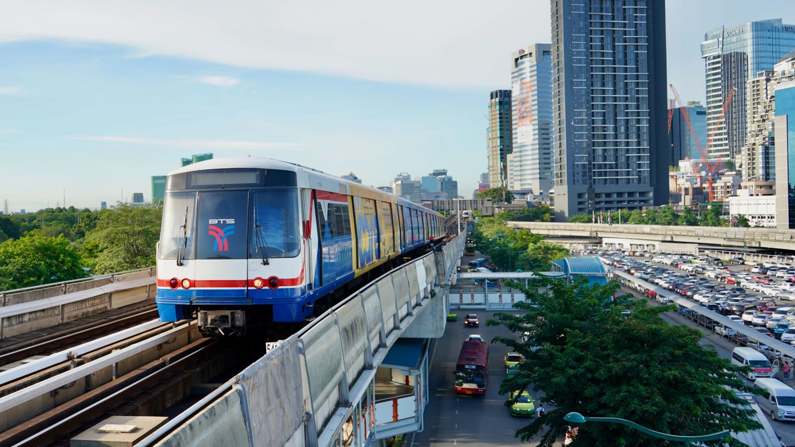 Front view of The BTS Skytrain during daytime