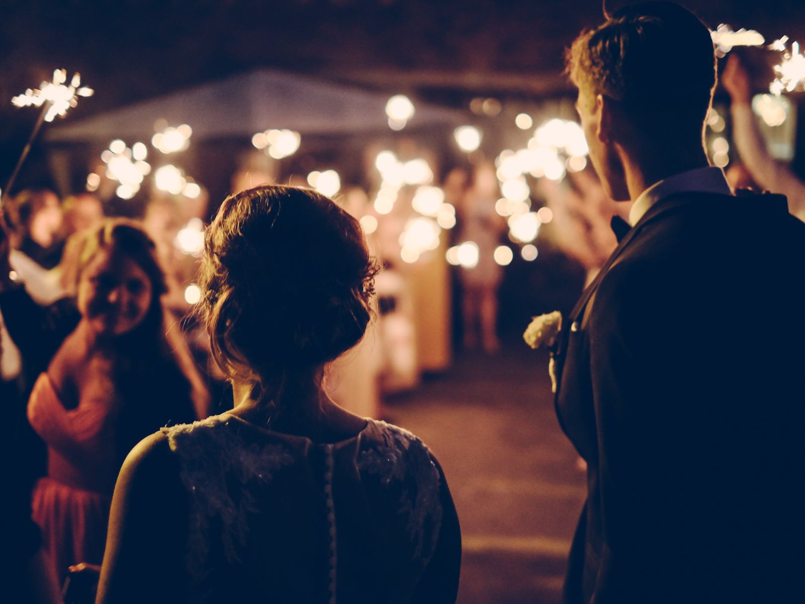 Newly wedded couple being welcomed