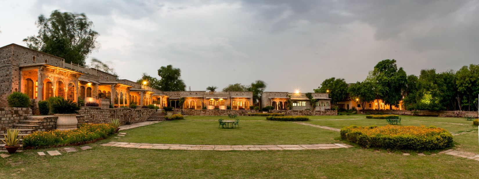 Deo Bagh - 17th Century, Gwalior - a panoramic view of Deo Bagh resort in Gwalior during evening time