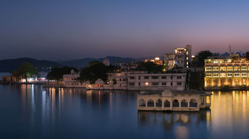 Far view of Jal Mahal, a tourist place in Udaipur