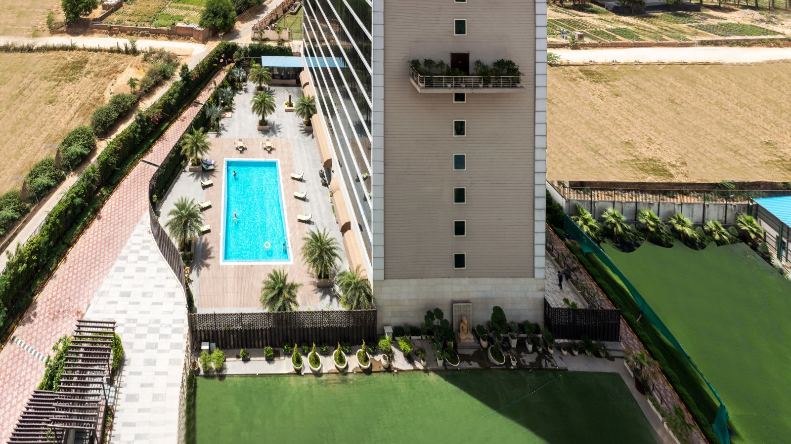 Pool top shot of Golden Suites, Gurgaon