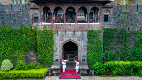 Entrance to our heritage hotel, Fort Jadhavgadh, Pune