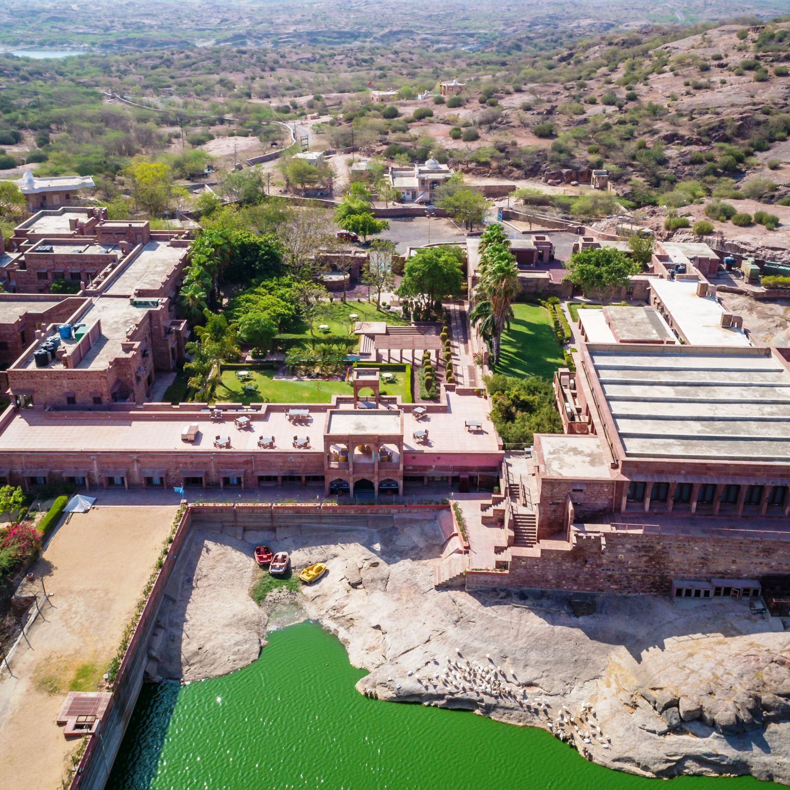 aerial facade view of the Bijolai Palace, Jodhpur